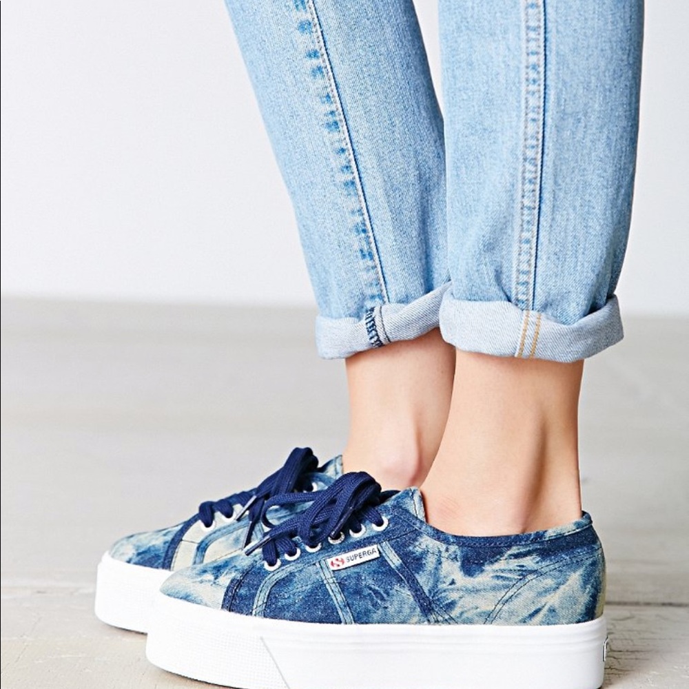 PLATFORM SUPERGA 2790 denim acid wash!